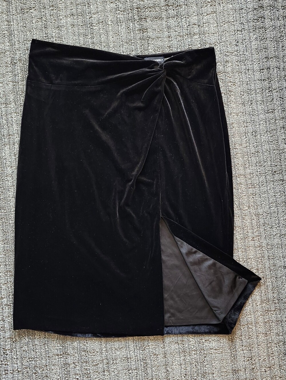 Karl Lagerfeld Black Velvet Twist Pencil Skirt